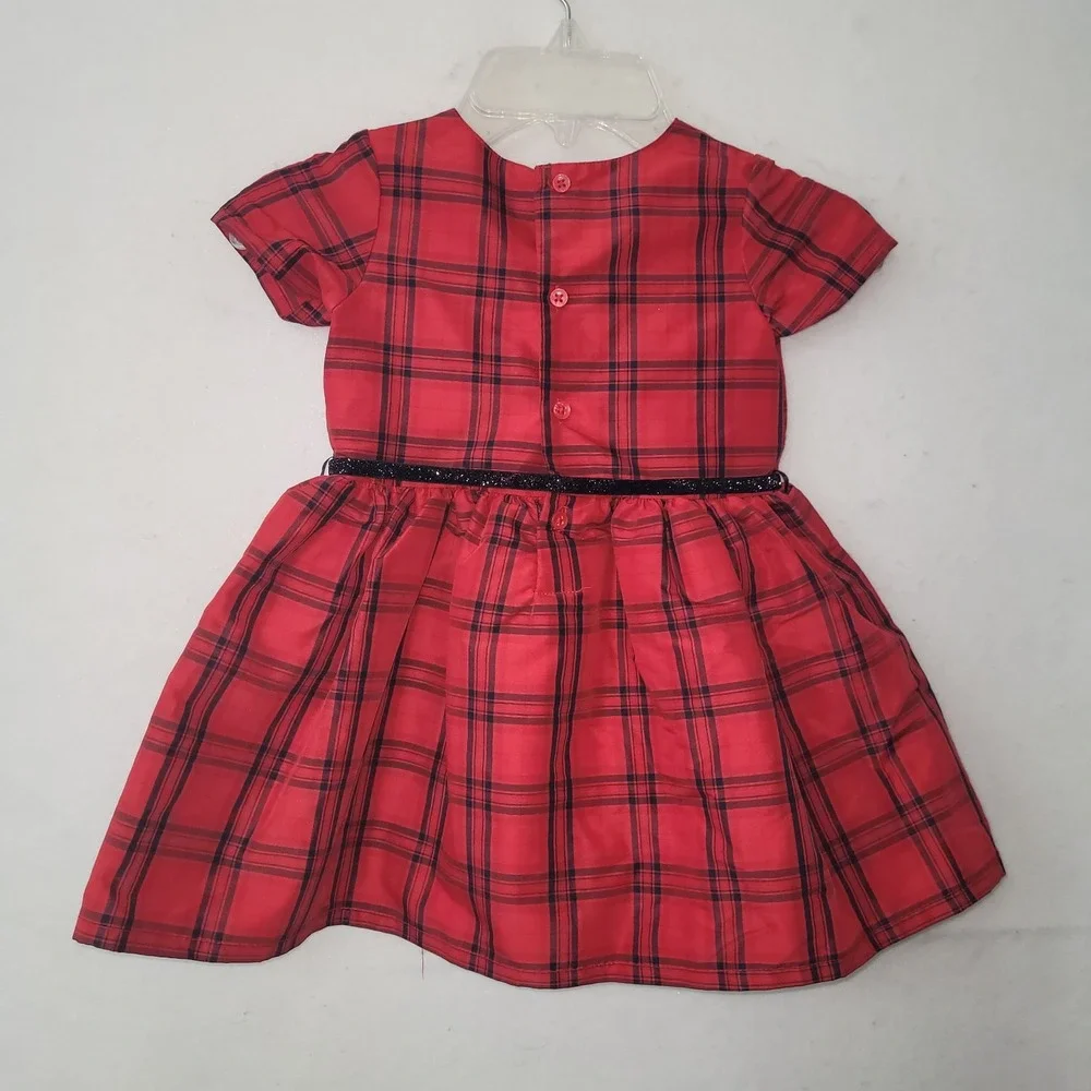 Carters Dress Girl 24M Red Black Plaid‎ Lined Holiday Party Wedding Princess